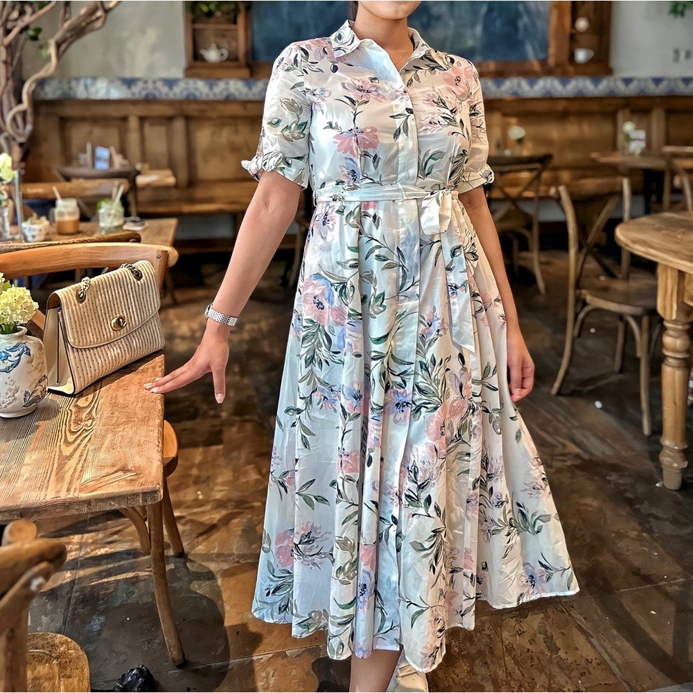 Calvin Klein Floral Midi Shirt Dress
